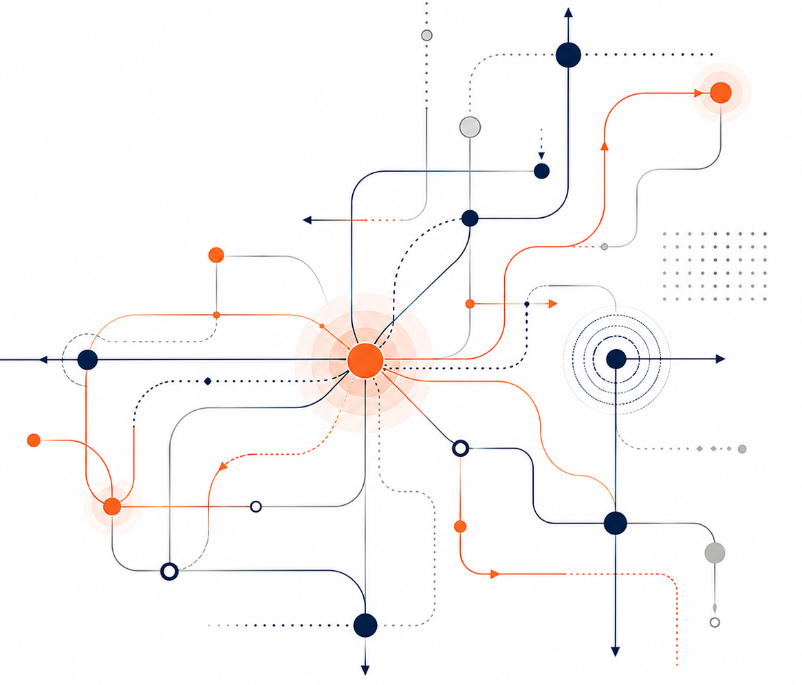 Network diagram illustrating documented paths across institutions, correspondence, and records